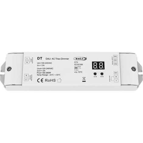 Variateur DALI à TRIAC 1 Canal Compatible avec Bouton Poussoir Blanc (1/2)