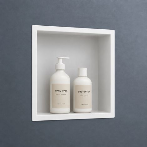 doporro Niche de Douche à Carreler Blanche 30x30cm Étagère Murale à Encastrer en Acier Inoxydable 1 Pièce (1/5)
