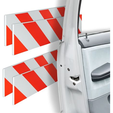 Relaxdays Garagen Wandschutz 4er Set, selbstklebend, 10x50 cm, Garagentürschutz, Rammschutz reflektierend, EVA, rot-weiß
