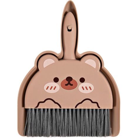 QORVA-Ensemble de Mini Pelle à Poussière Outil de Nettoyage Multifonctionnel, Outils de Nettoyage pour Nettoyage Bureau Brosse de Nettoyage de Balayage de Bureau(Brown)