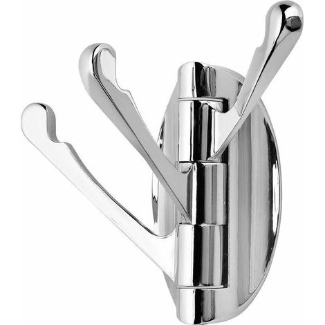 Porte-manteau mural pivotant en acier inoxydable avec 3 bras pliants, porte-manteau pivotant à 180° et porte-serviettes (chrome poli) (1/4)