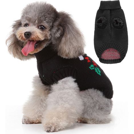 1 pull de Noël pour chien, en laine, chaud et tricoté, adapté aux chiens et chats, pour fêtes d'hiver (1/5)