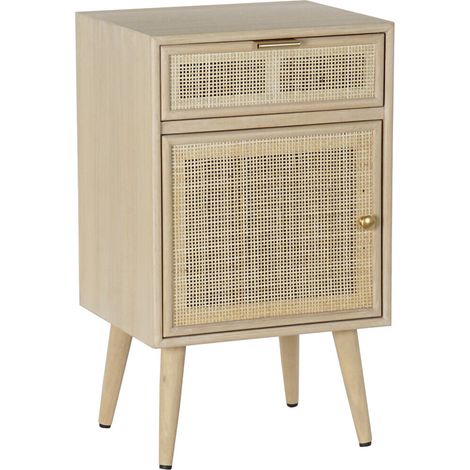 Mesita De Noche Paulownia Mdf 42,2X37X70 Rejilla (1/5)