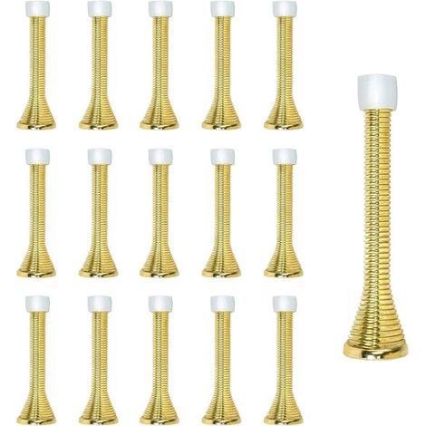 Paquete de 16 topes de puerta de resorte flexibles y robustos de 8,5 cm, con tornillos (color dorado). (1/5)