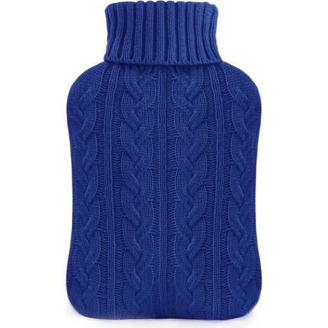 Wärmflasche mit Bezug – Hochwertiger, weicher Strickbezug – Große 2-Liter-Wärmflasche, marineblau (1/4)