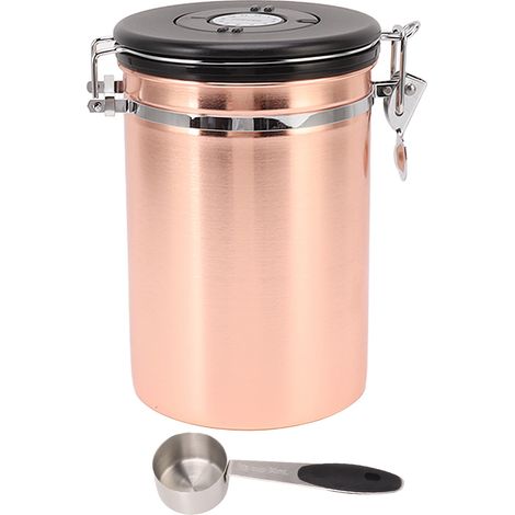 Boîte à café hermétique en acier inoxydable 304 avec cuillère intégrée, idéale pour conserver les fruits secs, le thé et diverses céréales, 1,8 L (1/5)