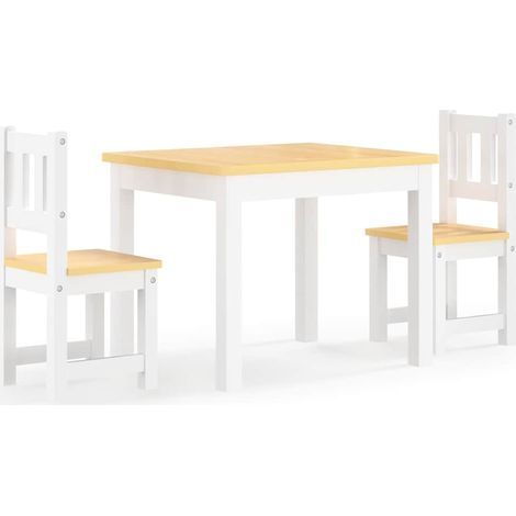 vidaXL Set Tavolo e Sedie per Bambini 3 Pezzi Bianco e Beige in (1/5)