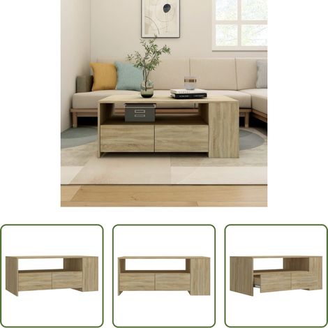 Wohnzimmer -  Couchtisch Sonoma-Eiche 102x55x42 cm Holzwerkstoff (1/5)