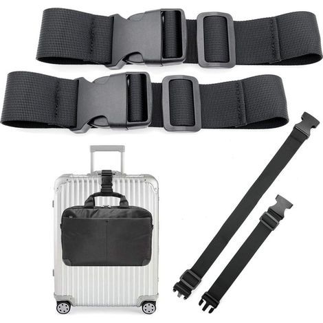 Lot de 2 Sangles Courtes de 30-50 cm pour valises pour Ajouter Un Sac, Sangle de Fixation de Bagages pour Deux valises, Sangles de Connexion de Bagages, Sangle à Boucle à dégagement Rapide (1/5)