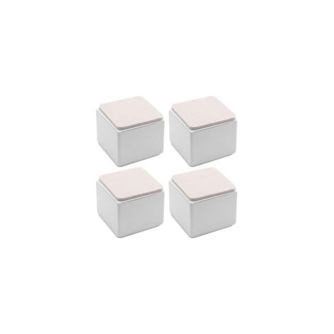 Lot de 4 rehausseurs de lit autocollants, carrés et robustes, en acier carbone, pour table et canapé, ajoutant 5 cm de hauteur avec patin en feutre, blancs (1/4)