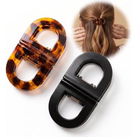 Lot de 2 Pinces Cheveux Magnétiques Léopard Noir, Anti-Glisse Accessoire Coiffure Femme Aucunely (1/5)