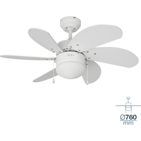 Ventilateur De Plafond Modèle Aral Blanc Puissance: 50w Palmes: Ø76cm Edm (1/3)