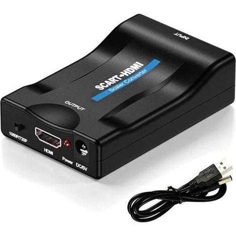 Convertidor SCART a HDMI - GENÉRICO - Adaptador de audio y vídeo - Full HD 1080P - Negro (1/4)