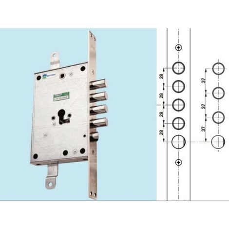 SERRATURA MOTTURA CHIUSURA TRIPLICE MEZZO GIRO PER PORTONE BLINDATO -85.771/28DX (1/6)
