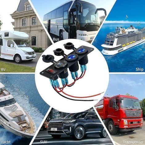 12-V-Zigarettenanzünderbuchse mit QC 3.0-Schnellladefunktion über USB – Überspannungsschutz und digitales Voltmeter – Kompatibel mit Autos, Motorrädern und Wohnmobilen (1/3)