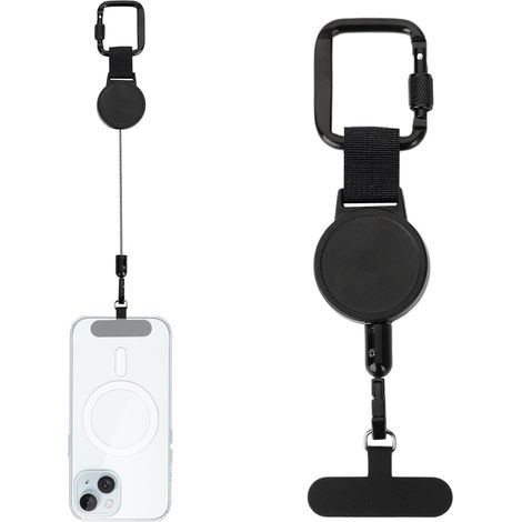 Sangle Telephone Portable, Cordons Securite Telephone Retractables Anti-Vol avec Mousqueton, Attache Telephone Anti Chute pour Randonnee, Ski, Cyclisme et Escalade (1/5)