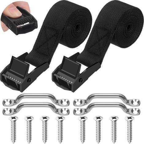 2er Set Zurrgurte 25mm x 1.2m mit Edelstahl-Befestigung und Schrauben