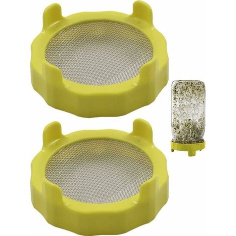 Couvercles De Germination 2pcs Mason Jar Couvercles De Germination Couvercle De Germination en Plastique avec Écran en Acier Inoxydable pour Bocaux À Large Bouche-LIAIKI (1/5)