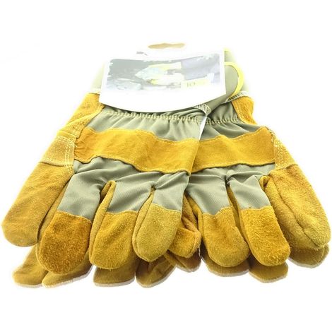 BLACKFOX® Garten - Handschuhe Fleece Ockergelb Größe 10/XL - Leder & Stoff (1/3)