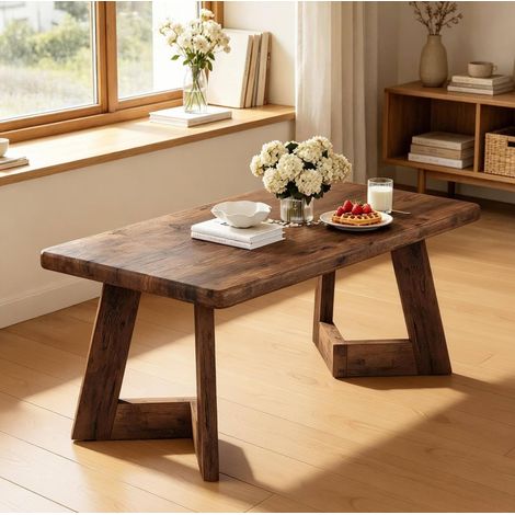 Couchtisch rechteckig aus Holz in Rustikalbraun 120 cm (1/5)