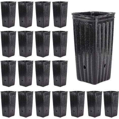 Pots de pépinière profonds et épais - Lot de 20 bacs de plantation pour arbres hauts, pour le jardinage intérieur et extérieur (1/5)
