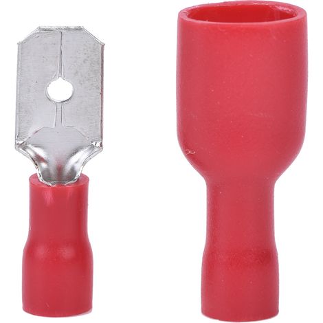 100 cosses à sertir, mâles et femelles, avec capuchons de protection isolants, MDD1.25-250x50, FDFD1.25-250x50, rouge. (1/5)