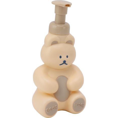 Flacon distributeur vide de savon liquide pour les mains, shampoing et après-shampoing, flacon pompe pour le lavage des mains, en forme d'ourson, grand format, blanc crème. (1/5)