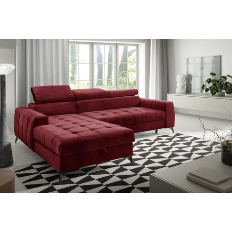 Ecksofa Schlafsofa Sofa AGNESA XS Stoff Salvador Weinrot Ottomane Links (1/5)