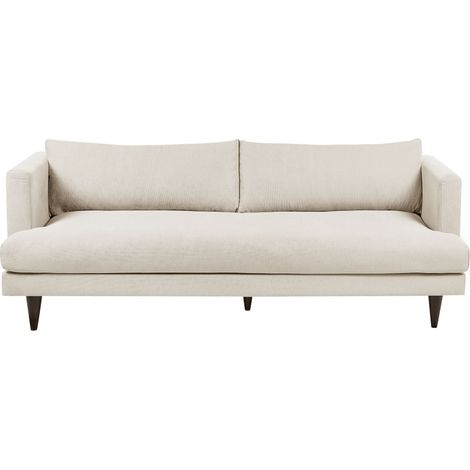 Canapé 3 Places Moderne en Tissu Pieds en Bois Meuble de Salon Beige Clair Jarpen