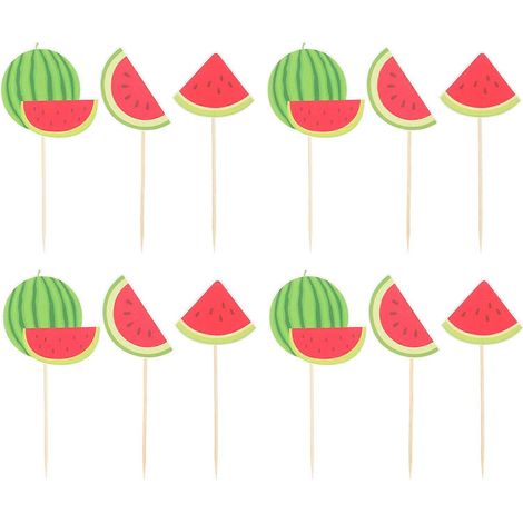 36 décorations créatives pour cupcakes en forme de pastèque, parfaites pour une fête d'été.-12x6cm-Red