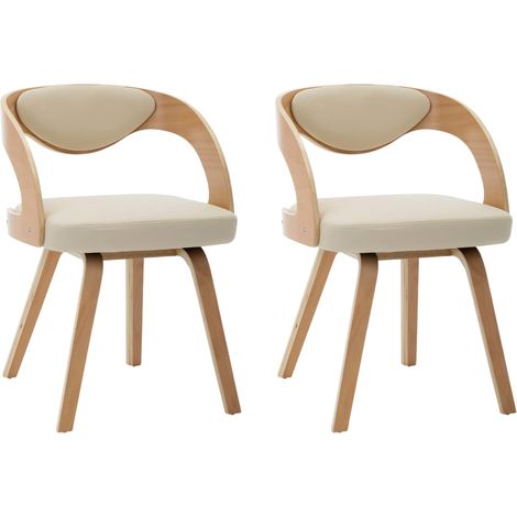 Maison Exclusive - Esszimmerstühle 2 Stk. Creme Bugholz und Kunst