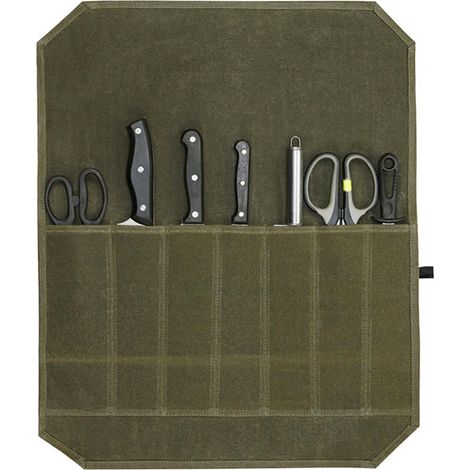 Borsa portacoltelli portatile da chef, custodia per coltelli con 7 scomparti, custodia per coltelli da cucina, borsa portacoltelli in tela cerata per campeggio, escursionismo, regalo