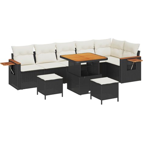 Maison Exclusive - Gartensofa-set 9 pcs Schwarz Poly-Rattan