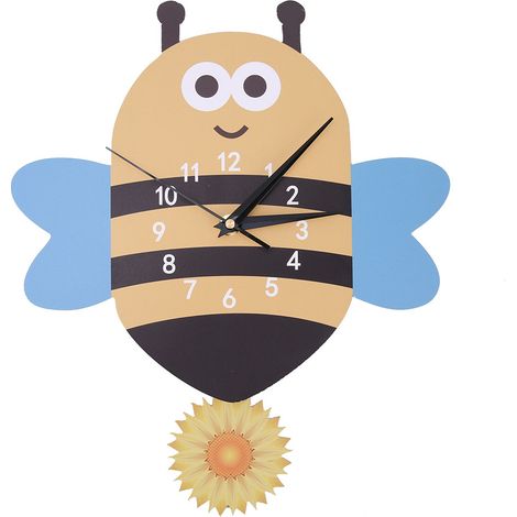 Horloge murale à pendule en forme d'animal mignon pour chambre d'enfant (1/4)
