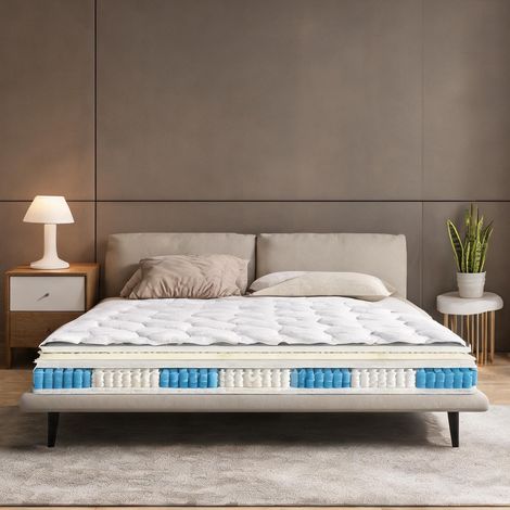 Matelas coloris blanc en foam Spring 200 x 140 x 10 cm (1/5)