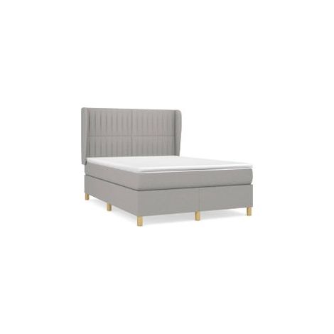 Sommier à lattes de lit avec matelas Gris clair 140x190 Tissu (1/5)