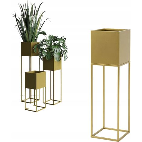 Tapa para maceta de metal dorado Lorient M 19x19x67cm (1/5)