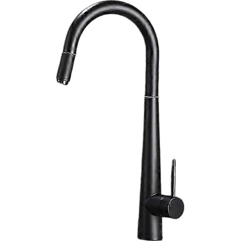 Robinet de cuisine à levier unique avec bec extensible et douchette, finition or brossé, disponible en or rose ou noir