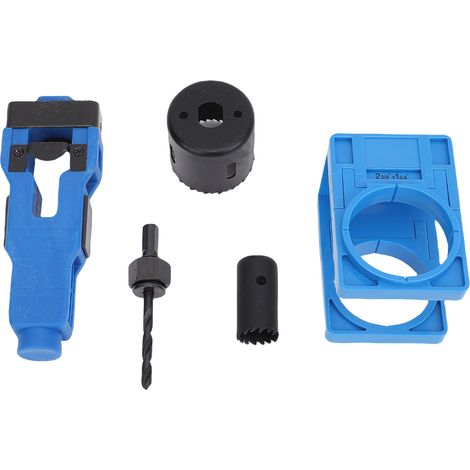 Ortviai Kit d’installation de serrure pour porte en bois – Outil à mortaiser + scies à métaux – Bleu, 1-3/8″ et 1-3/4″