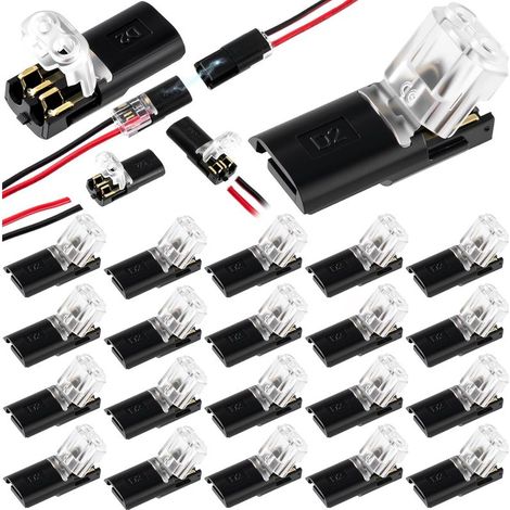60pcs Fasteners Quick Clip Connecteur de fil, connecteurs rapides de câble plug-in avec boucle de verrouillage, double fil Snap sur blocs pour bandes LED de câble à basse tension 18-22AWG bricolage (1/5)