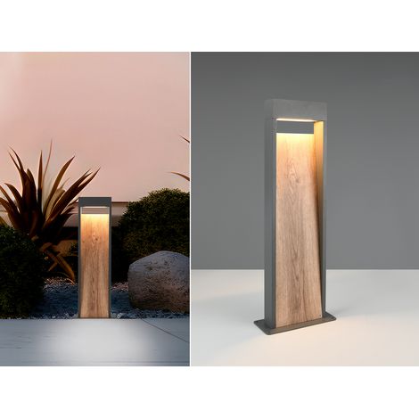 LED Pollerleuchte SALMON in Anthrazit & Holzoptik, Höhe 60cm