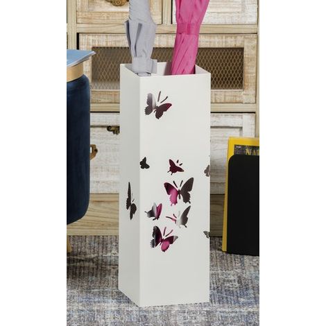 Portaombrelli Salvaspazio in Ferro con Decoro Farfalle 15 x 15 x 49 cm 2 Colori