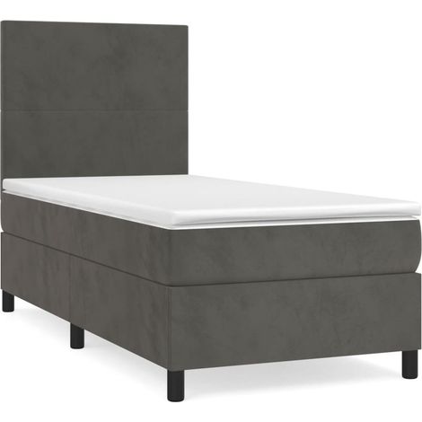 Maison Exclusive - Giroletto a Molle con Materasso Grigio Scuro 90x190 cm Velluto