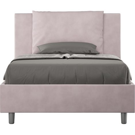Letto una piazza e mezza rivestito in Microfibra - ANTEA - Tipologia Letto: Con Rete e Contenitore - Colore: Glicine - Dimensione Rete: 120x200 (1/5)