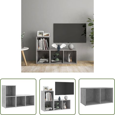 Meuble tv gris béton - Meubles TV 2 pcs Gris béton 72x35x36,5 cm Bois d'ingénierie (1/5)