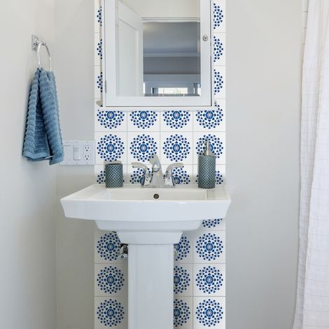 Stickers muraux - Sticker Mural Carrelage adhésif Cuisine Salle de Bain - 30 STICKERS CARRELAGES BOHÈME KAILI - 30stickers20x20cm (1/5)