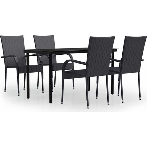 Maison Exclusive - Set Mobili da Pranzo per Giardino 5 pz Nero (1/5)