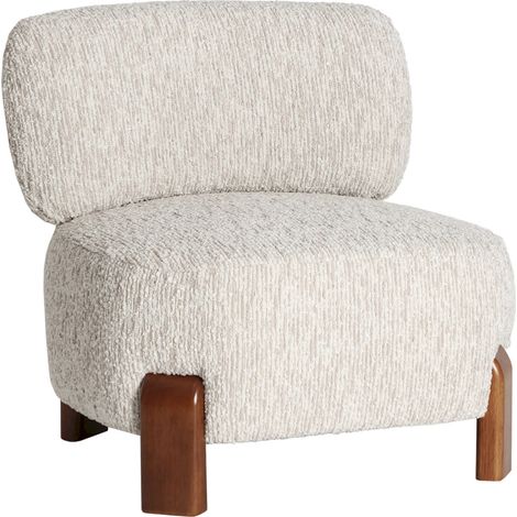 Fauteuil contemporain en tissu bouclé beige - beige et marron (1/5)