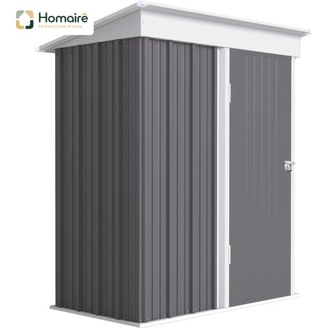 HOMAIRE Gartenschuppen Outdoor Wellstahl mit Wanddesign, Regalböden verstellbar, Tür verschließbar, Farbe Grau