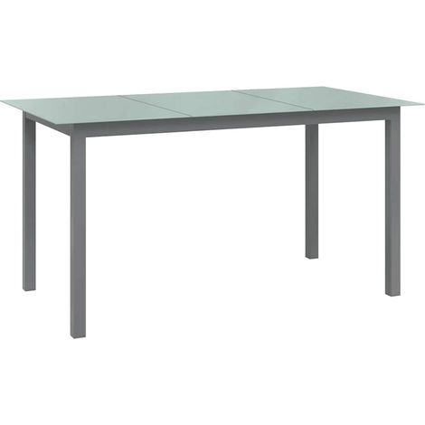 Gartentisch Hellgrau 150x90x74 cm Aluminium und Glas